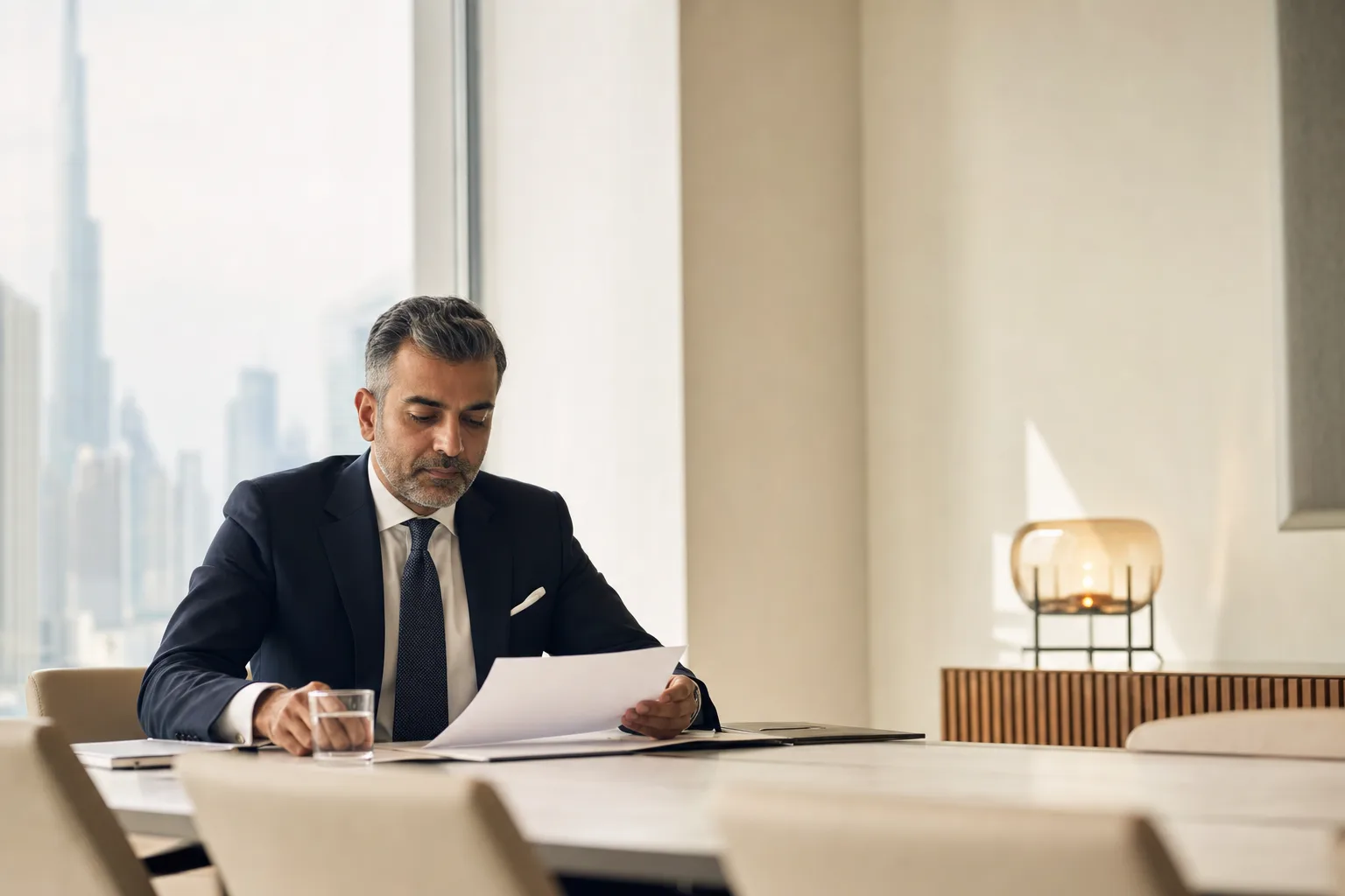 A senior finance executive reviewing the records
